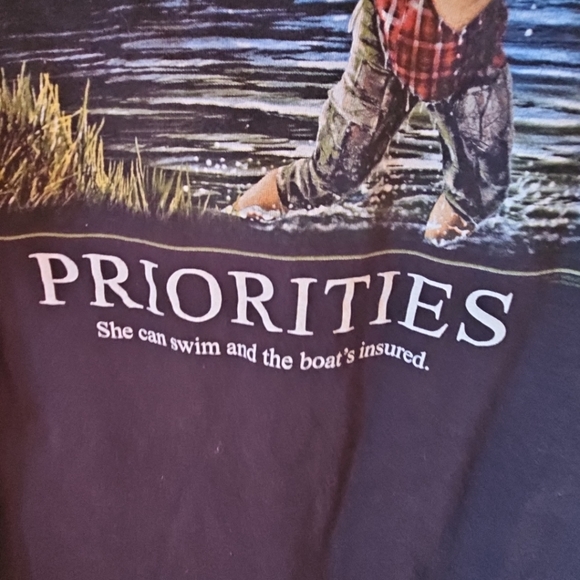 Bass Pro Shop Priorities Graphic Shirt Y2K Redneck Large - Picture 7 of 8